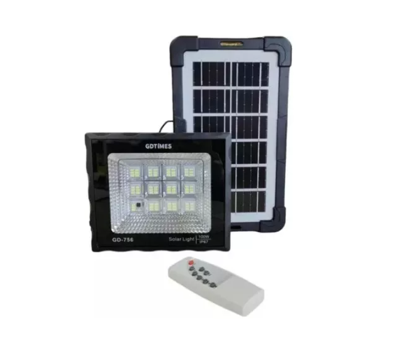 Reflector Exterior DE 100 WATTS Con Panel Solar Y Control Remoto